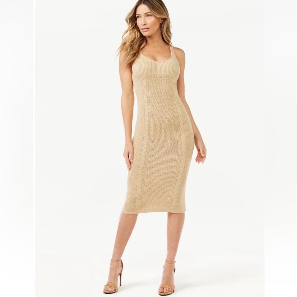 NWT Sofia Vergara beige sweater dress and cardigan set, size L - Picture 2 of 16